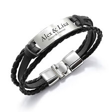 Personalised Leather Bracelet Gift for Him Son Dad Husband Birthday Christmas