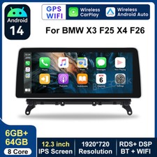 For BMW X3 F25 X4 F26 12.3'' Car Stereo Carplay Android Radio GPS Sat Navi 6+64G