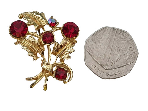 Red rhinestone gold tone - gold,