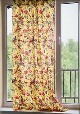 Curtain Panel Drape Bird Of Paradise Cotton Tropical Design Yellow 100 x 200 cm