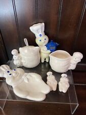 VTG 1988 Pillsbury Dough Boy Creamer Sugar Bowl Spoon Rest Magnets & Timer Lot/6