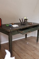 Vintage Military Steel Desk Craft Table 