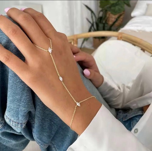 Elegant gold hand chain - elegant,