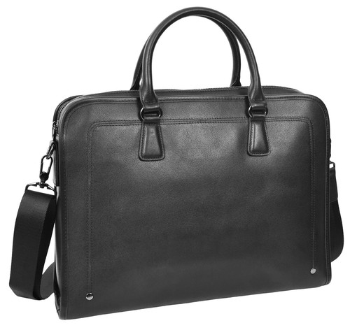 Real black leather - leather, briefcase