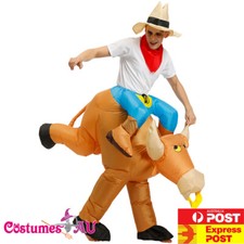 Mens Inflatable Bull Rider Cowboy Costume Matador Spanish Bull Fighter Halloween