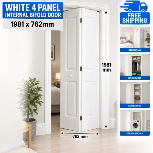 White panel internal bifold - white, 4
