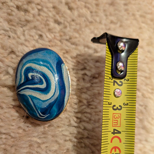 Oval blue white gold swirl - blue,