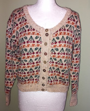 Vintage hand knitted 1940s Fair Isle holly/cherries cardigan. Size 12