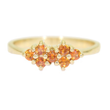 Sunset Sapphire Cluster 9ct Yellow Gold Ring size N ~ 6 3/4