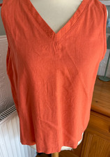 BNWOT  BETTY KAY LONDON ORANGE  LINEN & VISCOSE SUMMER TOP 14 V NECK & BACK