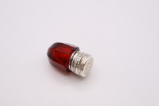 Lovely Antique Silver Topped Red Glass Vinaigrette Bottle