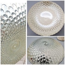 Vintage Art Glass Bowl Dish Peacock Iridescent Pearl White Silver Mirrored