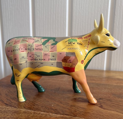 Vintage usa map cow parade - map,