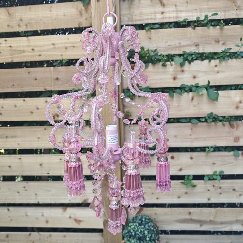 Pink glass pendant metal - pink,
