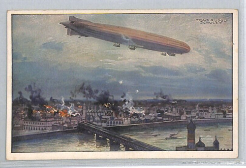 Germany ww1 postcard zeppelin - germany,