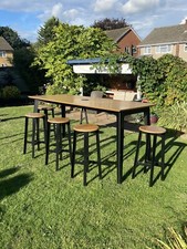 5 Oak Bar Stools - Breakfast Kitchen Wood Metal