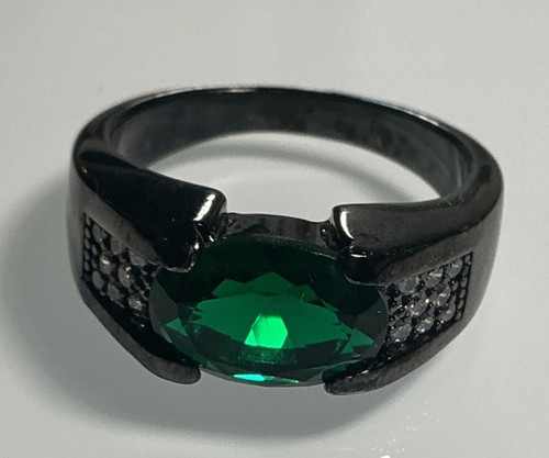 Tungsten ring stunning emerald - ring,