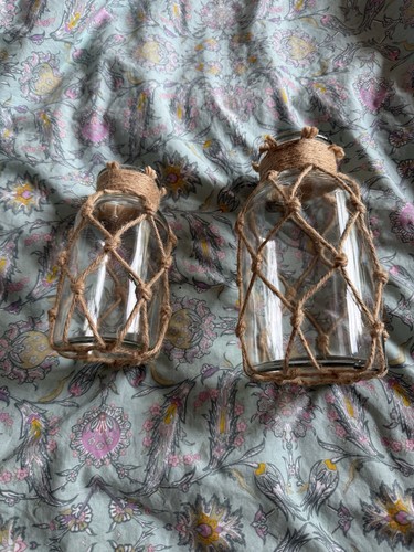 Two matching glass - matching, vases