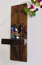 Pair Of Beautiful Wooden Candle Sconces With Partylite Global Fusion Tea lights