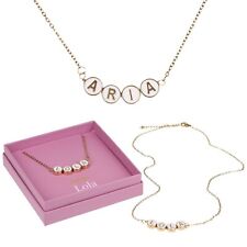 Personalised Name Necklace Initial Beads Gift Box Gold Tone Girls Ladies