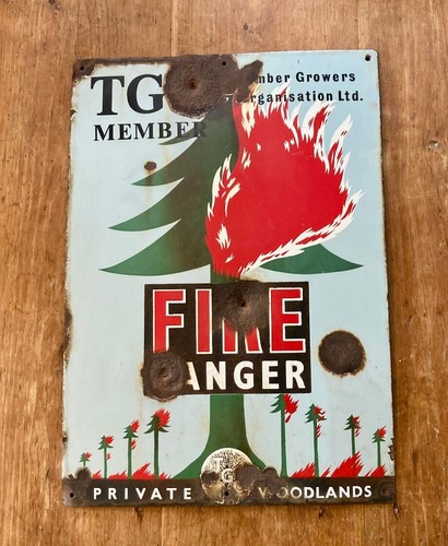 Fire danger tgo enamel - fire, sign