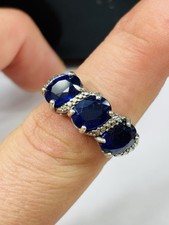 TJC silver and sapphires trilogy ring UK size P never worn