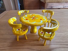 Vintage dolls house furniture yellow table and chairs (Lundby scale)