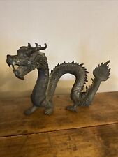 Antique Chinese Bronze Dragon Cast Ming Sculpture Figurine 10"
