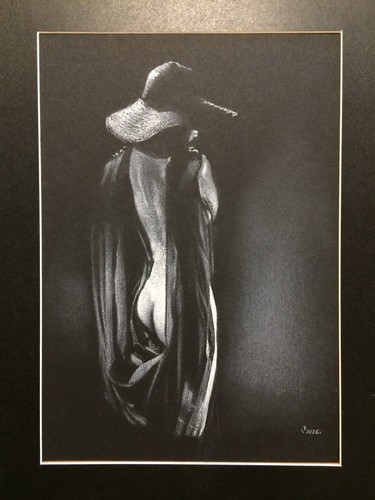 Original art drawing nude - drawing, noir