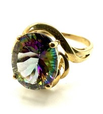 9ct Gold Mystic Topaz Ring Rainbow Mystic Topaz Solitaire Statement Ring For Her