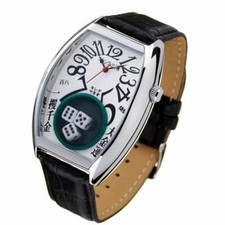 Frank Miura King Macau Gamble Watch leather Band black White Three dice
