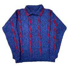 Vintage Hand Knit Jumper Fair Isle Abstract Wool Multicoloured Womens Medium