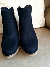 Ladies, Black Faux Suede, Ankle Boots, Size 5 by Peacocks, Mid Heel In VGC .