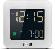 Braun Digital Travel Alarm Clock with Snooze, Compact Size, Negative LCD Display
