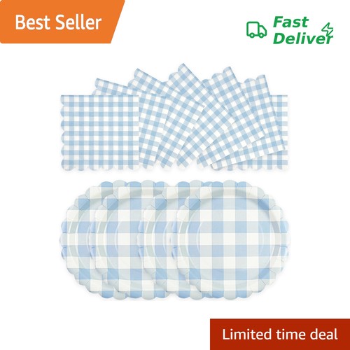 Puevenyi blue gingham paper - gingham,