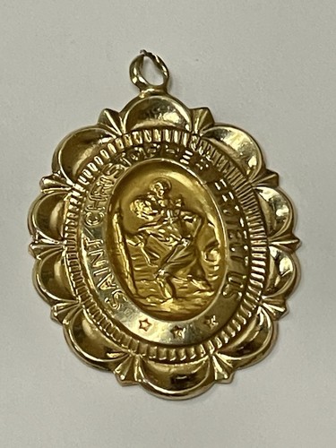 14k yellow gold oval saint - gold, st