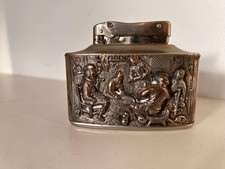 RARE 1960s MYLFLAM DIPLOMAT SILVER PLATED GAS TABLE LIGHTER PUB SCENE