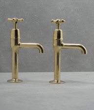 Vintage brass pillar taps - TALL - belfast sink - antique - faucet - retro