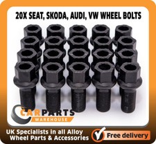 Fits Volkswagen POLO OE Alloy Wheel Bolts Stud Nuts M14x1.5 Radius 17mm Black