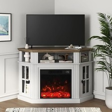 YESHOMY Corner Fireplace TV Stand for Television up to 55" with Storage Cabinets