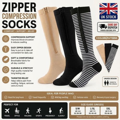 Zip compression socks - compression, closed