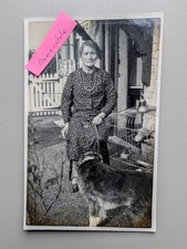 OLD PHOTO WOMAN DOG ANIMAL