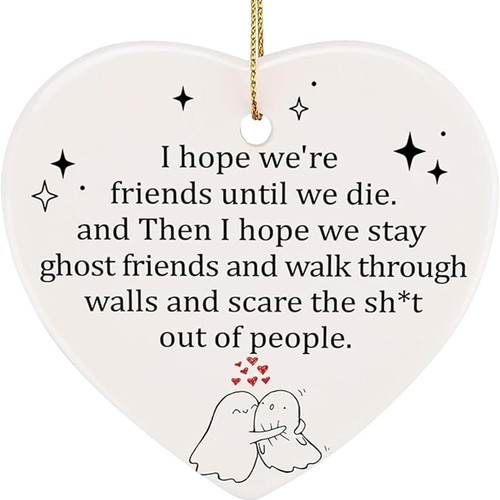Ceramic hanging heart ornament - hanging,