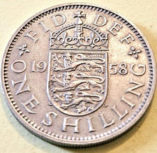 1958 Queen Elizabeth II British One Shilling Coin – Very Collectible - UK Coin