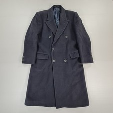 Centaur Mens Coat Navy Blue 38 R Double Breasted Wool Cashmere Overcoat