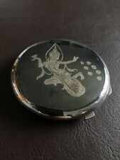 Vintage Retro Niello Sterling Silver Siam Powder Compact /Mirror, happiness link