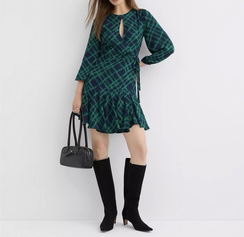Loft plaid keyhole godet flare - plaid,