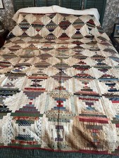 Antique Handmade Quilt Log Cabin 