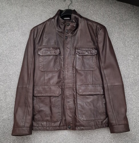 Hugo boss leather - jacket, brown