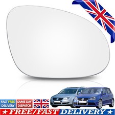 For VW Golf Mk5 2003-2008 Wing Mirror Glass Right Driver Side Spherical Stick-On